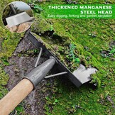 Multifunctionele reinigingsschep, grote tuinschep, platte schep voor in de tuin van mangaanstaal, stootschaar met steel voor het verwijderen van onkruid, mos, sneeuwscheppen en ontdooien