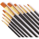 Boogier schilderen op nummerborstel, 10 stuks nylon houten handvat kunstenaarsborstel voor gezicht schilderen voor school kinderen acryl aquarel gezicht schilderwerk knutselen canvas modelbouw nail art - zwart