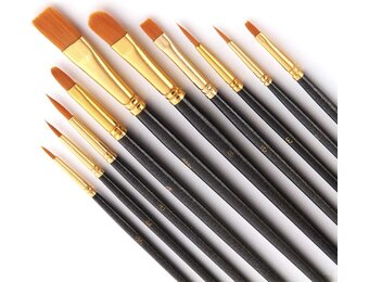 Boogier schilderen op nummerborstel, 10 stuks nylon houten handvat kunstenaarsborstel voor gezicht schilderen voor school kinderen acryl aquarel gezicht schilderwerk knutselen canvas modelbouw nail art - zwart