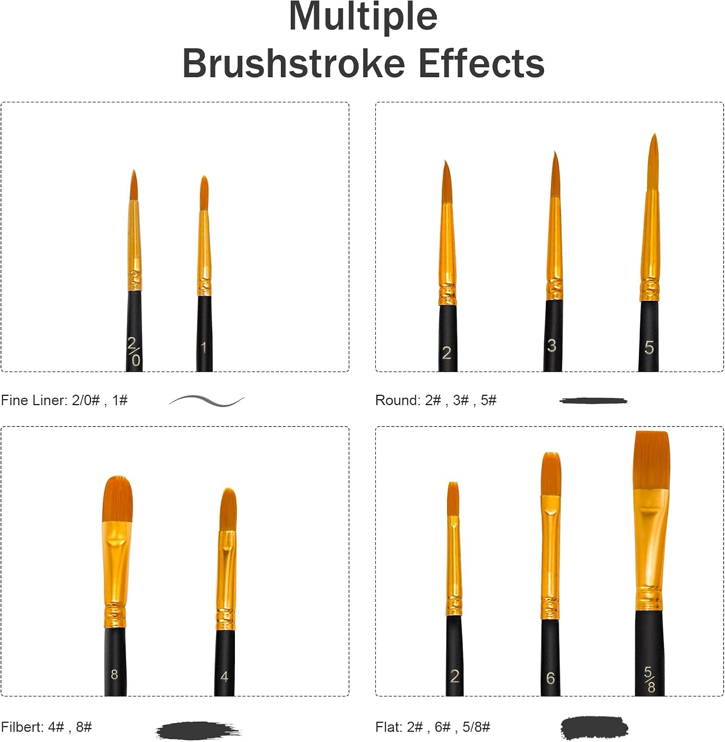 Boogier schilderen op nummerborstel, 10 stuks nylon houten handvat kunstenaarsborstel voor gezicht schilderen voor school kinderen acryl aquarel gezicht schilderwerk knutselen canvas modelbouw nail art - zwart