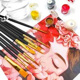 Boogier schilderen op nummerborstel, 10 stuks nylon houten handvat kunstenaarsborstel voor gezicht schilderen voor school kinderen acryl aquarel gezicht schilderwerk knutselen canvas modelbouw nail art - zwart