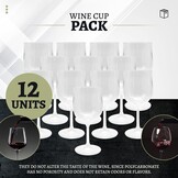 DOJA Barcelona | Transparant polycarbonaat wijnglas | 300 ml | 12 stuks | wijnglazen | 170,3 x 78 x 3 mm | polycarbonaat kunststof bekers | herbruikbare harde plastic bekers | voor wijn, cider ...