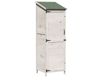 vidaXL Tuinschuur met dak Wit 59,5 x 56 x 176,5 cm Massief Vurenhout