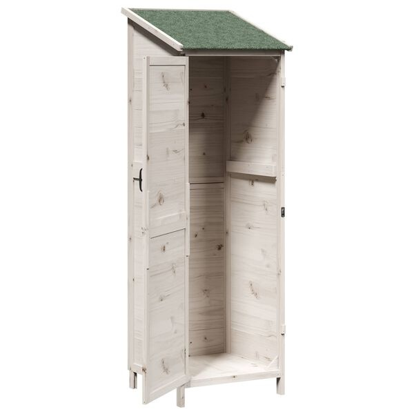 vidaXL Tuinschuur met dak Wit 59,5 x 56 x 176,5 cm Massief Vurenhout