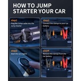 CARHEV 4500A Auto Starthulp Pack, Startbooster, Jump starter, Power bank en Startkabel voor 8,0L Benzinemotor of 8,0L Dieslmotor, met USB Quick Charge 3.0 Pack Type-C Draagbare Autoaccu starter.