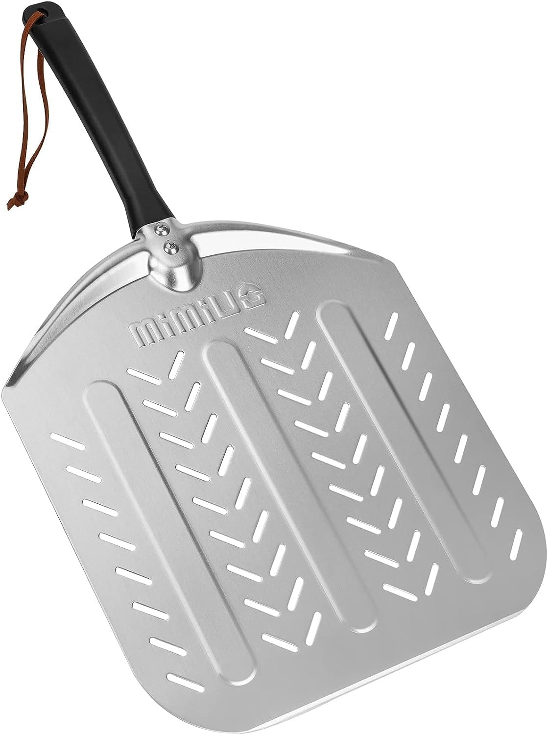 Mimiuo Geperforeerde Pizza Schep, Aluminium Pizzaschep, Pizzaschuiver met Handvat, 30,5 cm Pizzaspatel, Pizza Spatel, Geperforeerd Pizza Schil voor Het Bakken van Zelfgemaakte Pizza en Broodcakes