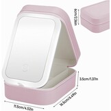 JIZZU Make-uptas voor op reis met led-verlichte spiegel, 3 kleuren led-licht cosmeticakoffer, draagbare reissieraden make-up organizer, cadeau voor vrouwen, uitstapje, reis, reizen, roze, Draagbaar
