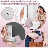 JIZZU Make-uptas voor op reis met led-verlichte spiegel, 3 kleuren led-licht cosmeticakoffer, draagbare reissieraden make-up organizer, cadeau voor vrouwen, uitstapje, reis, reizen, roze, Draagbaar