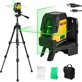 PREXISO Kruislijnlaser met Statief Groen 30m, Zelfnivellerende Lijnlaser met Dubbele Lasermodule, met Magnetische Houder & Statief, USB-Opladen, voor Bouw, Vloertegels, Woningrenovatie