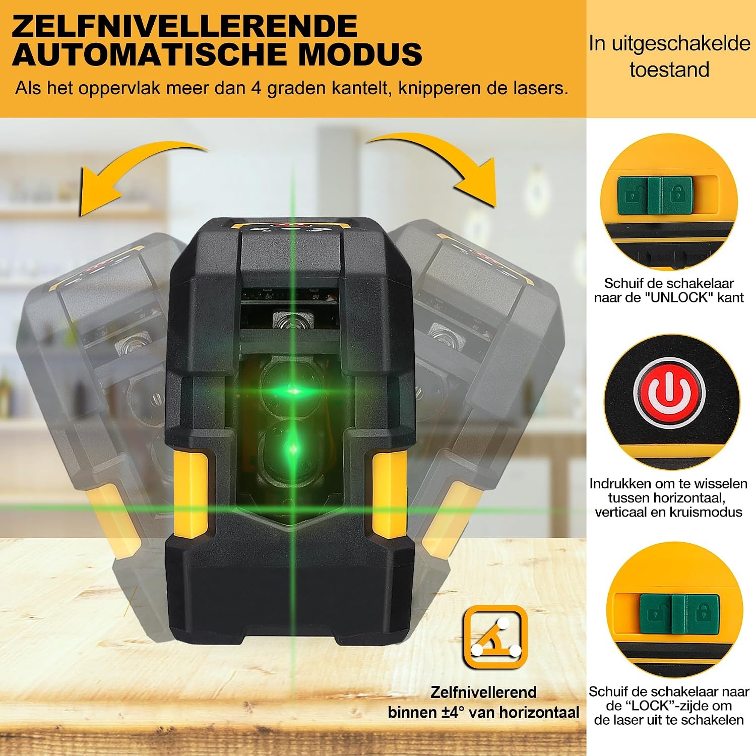 PREXISO Kruislijnlaser met Statief Groen 30m, Zelfnivellerende Lijnlaser met Dubbele Lasermodule, met Magnetische Houder & Statief, USB-Opladen, voor Bouw, Vloertegels, Woningrenovatie