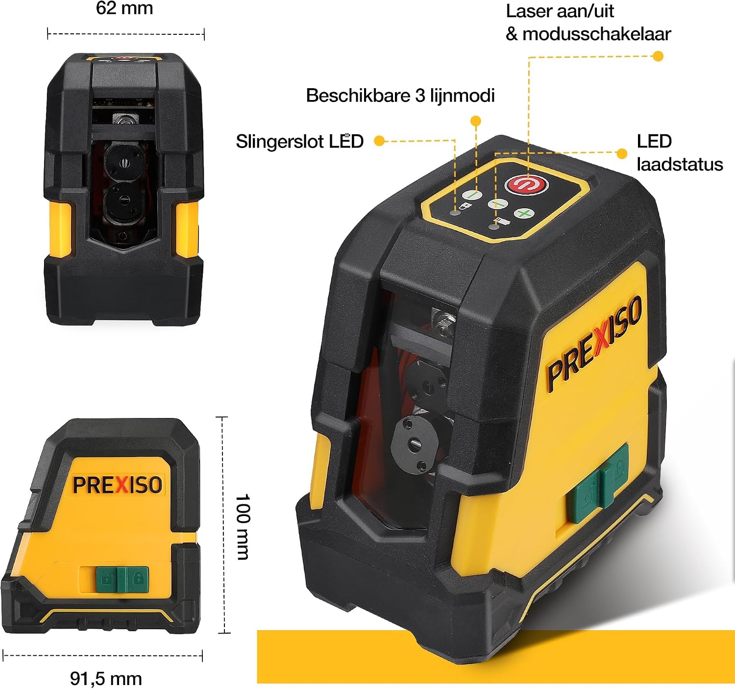 PREXISO Kruislijnlaser met Statief Groen 30m, Zelfnivellerende Lijnlaser met Dubbele Lasermodule, met Magnetische Houder & Statief, USB-Opladen, voor Bouw, Vloertegels, Woningrenovatie