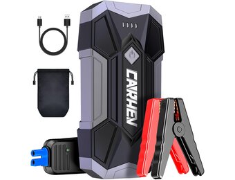 CARHEV 4500A Auto Starthulp Pack, Startbooster, Jump starter, Power bank en Startkabel voor 8,0L Benzinemotor of 8,0L Dieslmotor, met USB Quick Charge 3.0 Pack Type-C Draagbare Autoaccu starter.