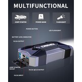 CARHEV 4500A Auto Starthulp Pack, Startbooster, Jump starter, Power bank en Startkabel voor 8,0L Benzinemotor of 8,0L Dieslmotor, met USB Quick Charge 3.0 Pack Type-C Draagbare Autoaccu starter.