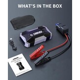 CARHEV 4500A Auto Starthulp Pack, Startbooster, Jump starter, Power bank en Startkabel voor 8,0L Benzinemotor of 8,0L Dieslmotor, met USB Quick Charge 3.0 Pack Type-C Draagbare Autoaccu starter.