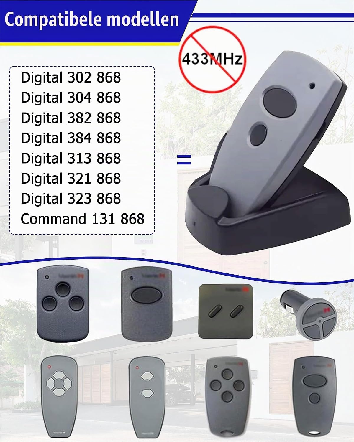 868MHz handzender voor Marantec Digital 302, 304, 382, 384, rollencode, 2 kanalen, afstandsbediening garagedeur voor Marantec handzender 313/321/323 garagedeuropener (3 stuks)