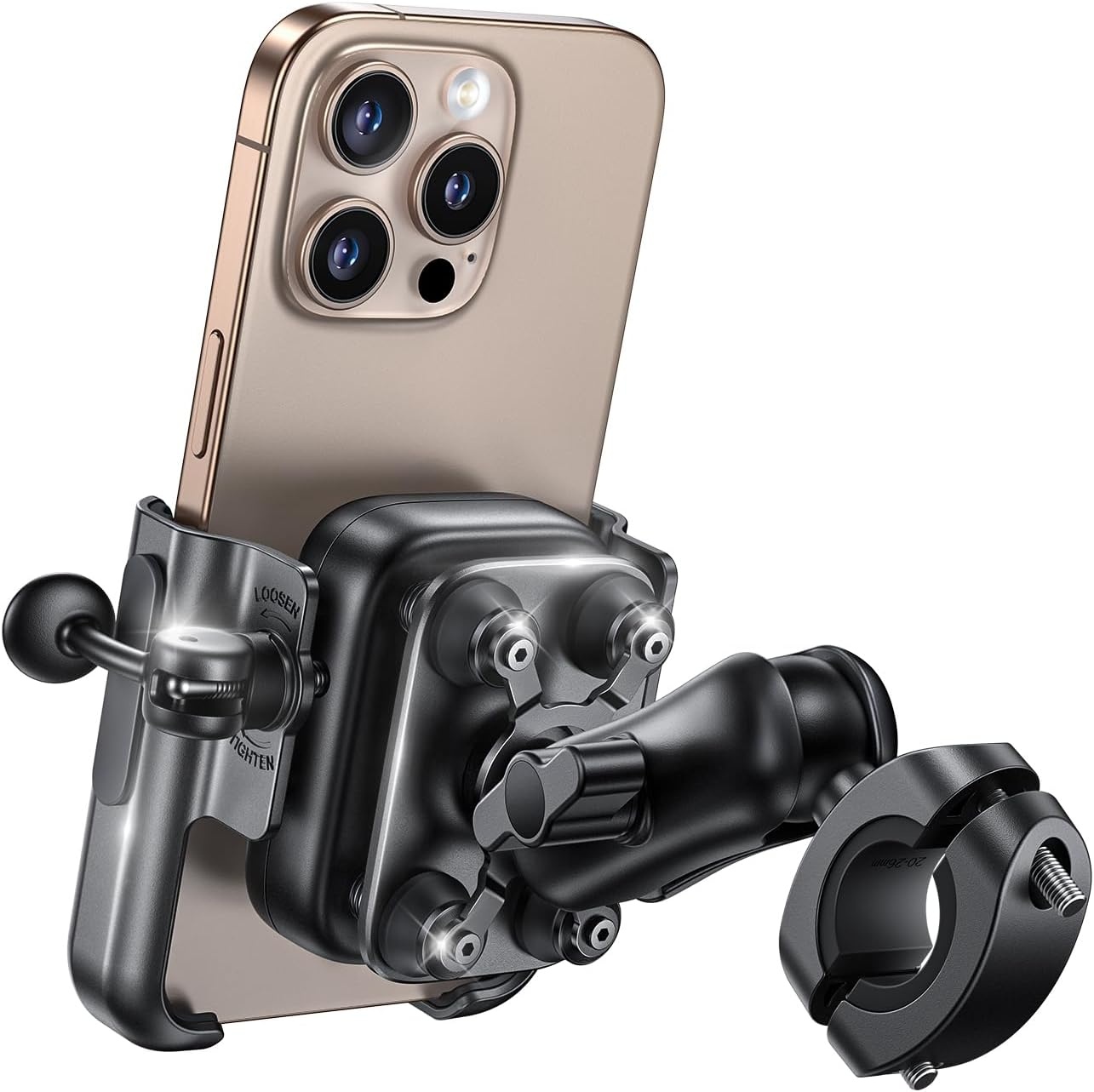Lamicall Mobiele telefoonhouder voor op de motorfiets, volledig metaal, anti-diefstal, met verlengarm, goed voor video, 7,2 inch