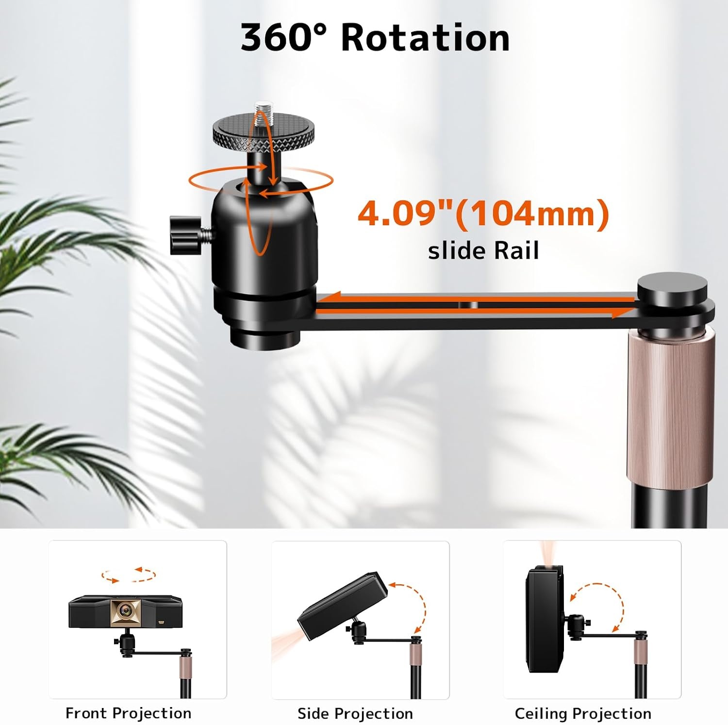 PUTORSEN Beamerstandaard, projectorstandaard met 360° draaibaar, draagkracht tot 5 kg, compatibel met beamers, camera's en webcams voor thuis, kantoor en buiten