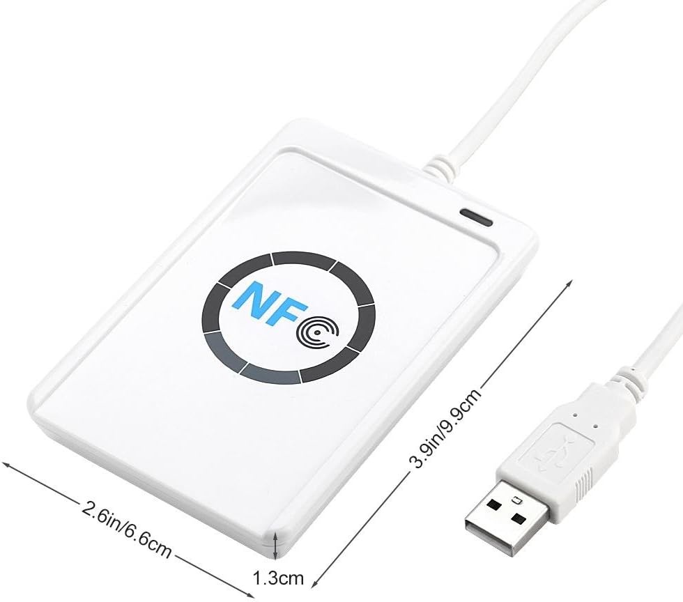 DEWIN ACR122U RFID,NFC RFID Reader NFC RFID-lezer Fast NFC schrijver ACR122U ISO 14443A/B met Vrije Software (Wit)