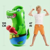 SYNCFUN Bokszak voor kinderen, opblaasbare dinosaurus Bopper 117 cm, vrijstaande bokszak, fitness bokszak stuiteren terug karate geschenken voor jongens en meisjes, zware bokszak voor het oefenen van