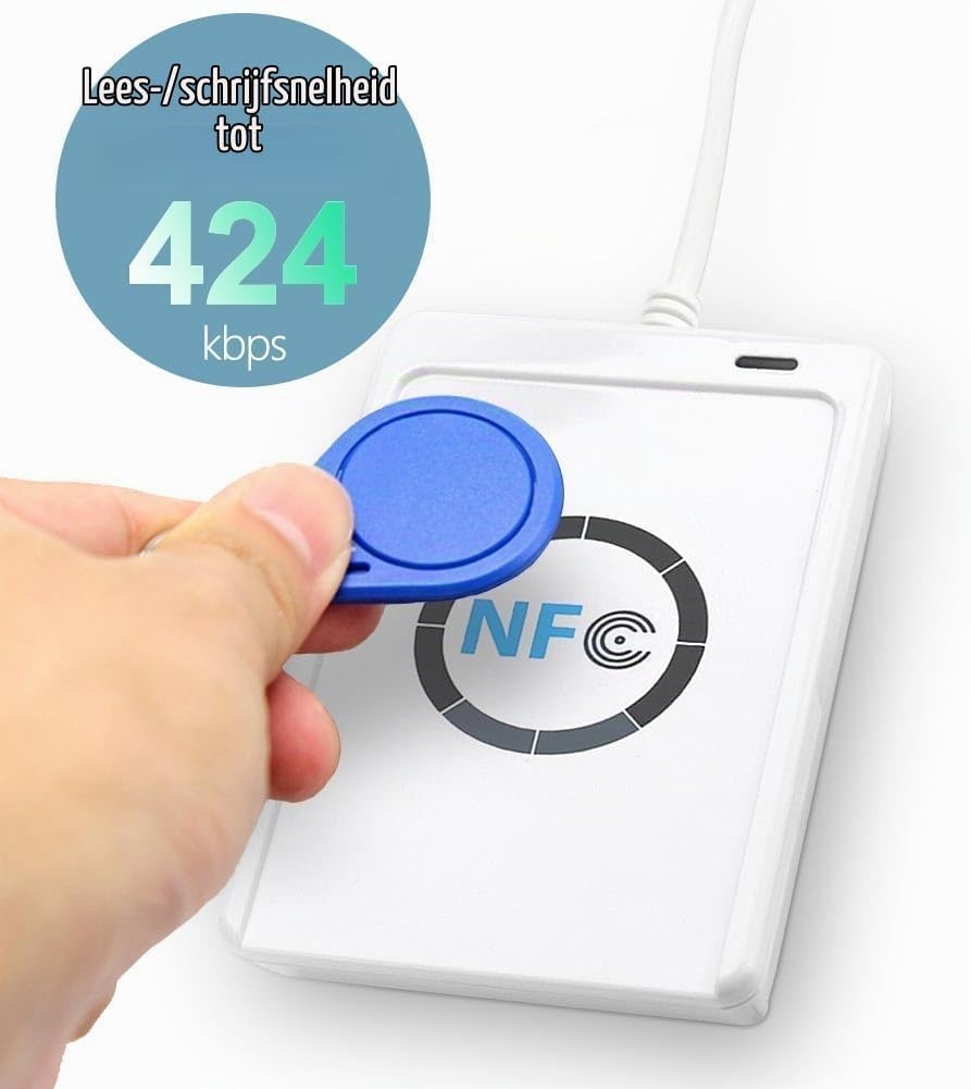 DEWIN ACR122U RFID,NFC RFID Reader NFC RFID-lezer Fast NFC schrijver ACR122U ISO 14443A/B met Vrije Software (Wit)