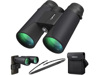 Kylietech Verrekijker 12x42 HD Compacte Verrekijker Waterdicht voor Vogels Kijken, Wandelen, Jagen, Sightseeing, FMC-Lensverrekijker incl. Draagtas, Draagriem en Smartphone-Adapter