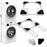 NIUXX Universele set voor wasmachine en droger met rateltouw, universeel tussenframe voor wasmachine en droger, verstelbare maat (46-66 cm) - Maat Kit de apilamiento de tamaño ajustable