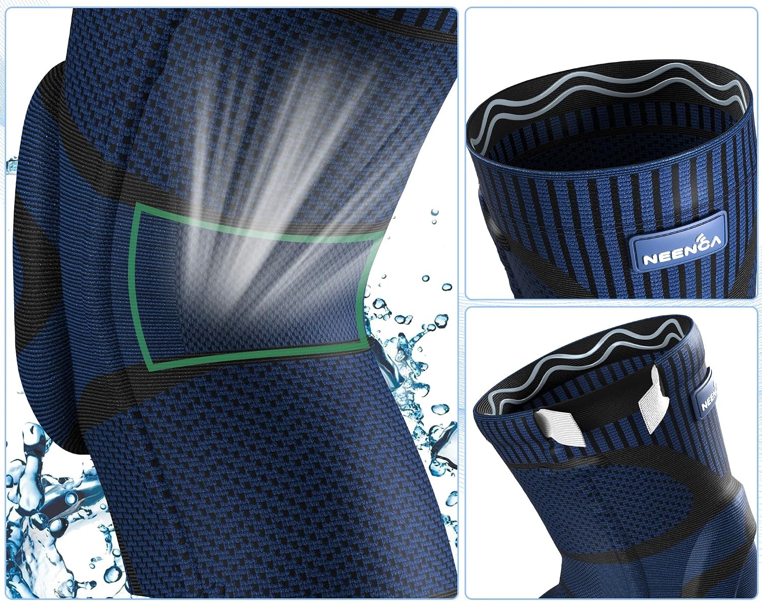 NEENCA Kniebrace, Kniecompressie Sleeve Ondersteuning met Patella Gel Pad & Side Spring Stabilizers, Kniebeschermer voor hardlopen, Meniscus scheur, Artritis, Gezamenlijke Pijn Relief,Letsel Recovery