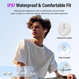 Thunelec Touchscreen Bluetooth hoofdtelefoon, in-ear hoofdtelefoon, draadloze Bluetooth 5.4 met ANC + ENC ruisonderdrukkende microfoon, 48 uur diepe bas, wit