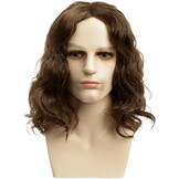 Qinbaeu Krullend middendeel pruik voor mannen bruin kunstmatig kort haar koel middendeel delicate pruik
