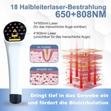 Cold Red Light Apparaat Handheld 650 & 808 nm 5-30 minuten behandelapparaat, inclusief houder en glas