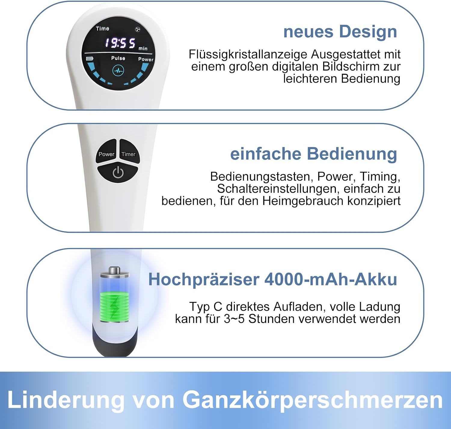 Cold Red Light Apparaat Handheld 650 & 808 nm 5-30 minuten behandelapparaat, inclusief houder en glas