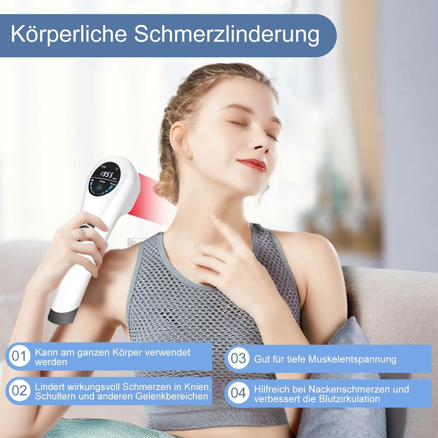 Cold Red Light Apparaat Handheld 650 & 808 nm 5-30 minuten behandelapparaat, inclusief houder en glas