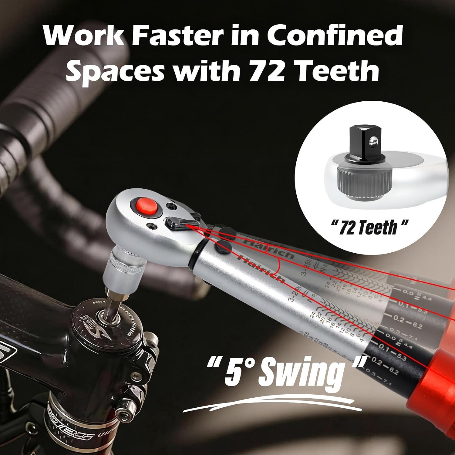 Hairich Momentsleutelset 3-delig | 1/4 inch + 3/8 inch + 1/2 inch | 3-25 Nm, 5-60 Nm, 20-230 Nm | ± 3% nauwkeurigheid | 72-tanden ratelkop | professionele torque wrench voor fiets, auto en motorfiets