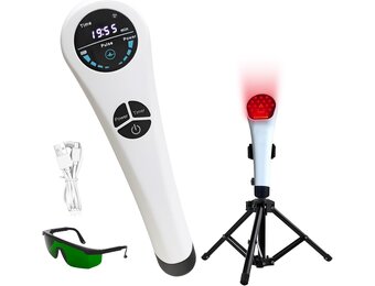 Cold Red Light Apparaat Handheld 650 & 808 nm 5-30 minuten behandelapparaat, inclusief houder en glas