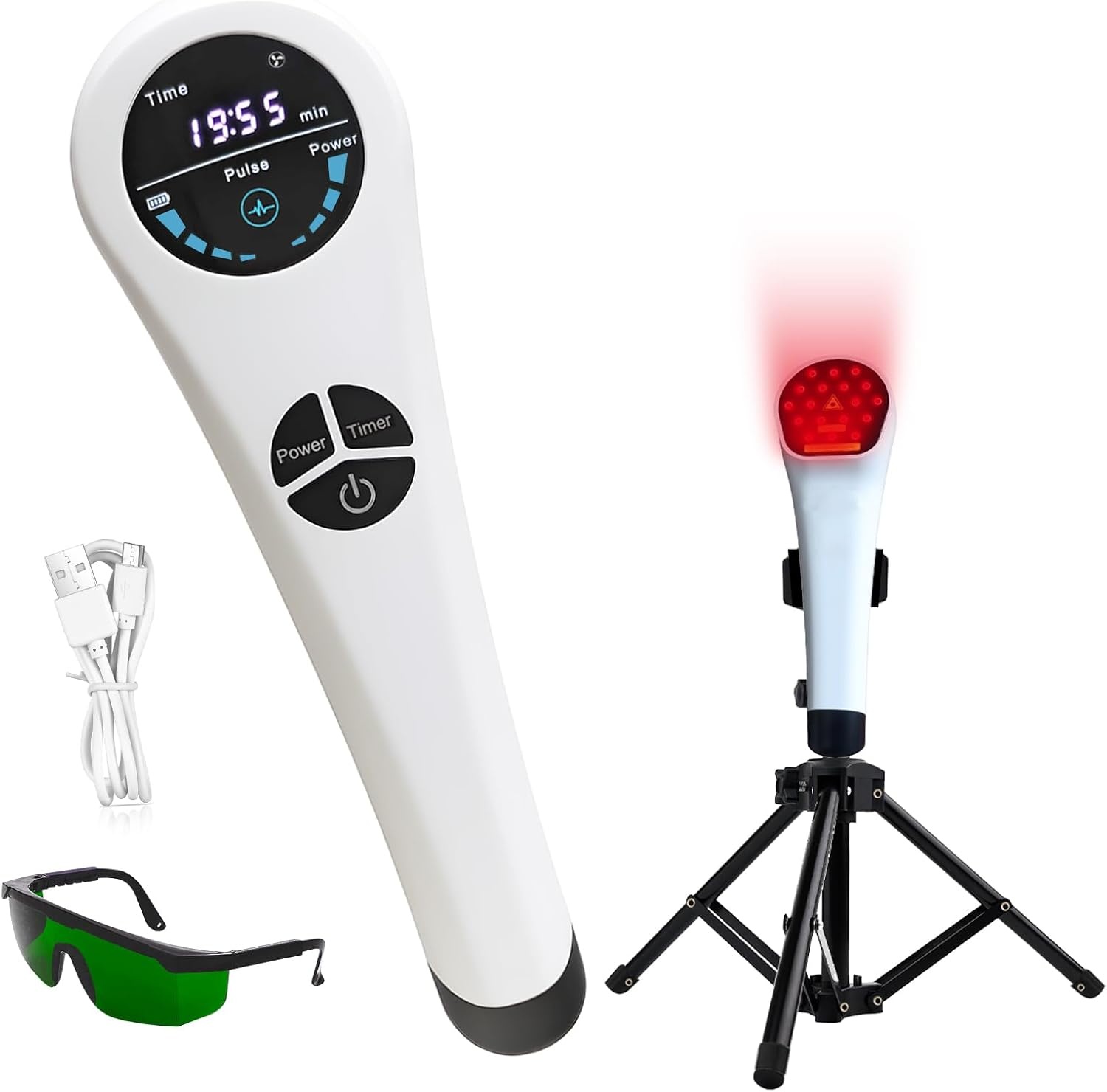 Cold Red Light Apparaat Handheld 650 & 808 nm 5-30 minuten behandelapparaat, inclusief houder en glas