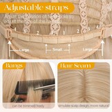 Sofeiyan Lang Glad Haarstuk met Pony, 50 cm Lichtblond Pruik met Laagjeseffect, Pruiken van Natuurlijk Kunsthaar voor Vrouwen, Geschikt voor Dagelijks, Feestjes en Cosplay - Maat 50 cm