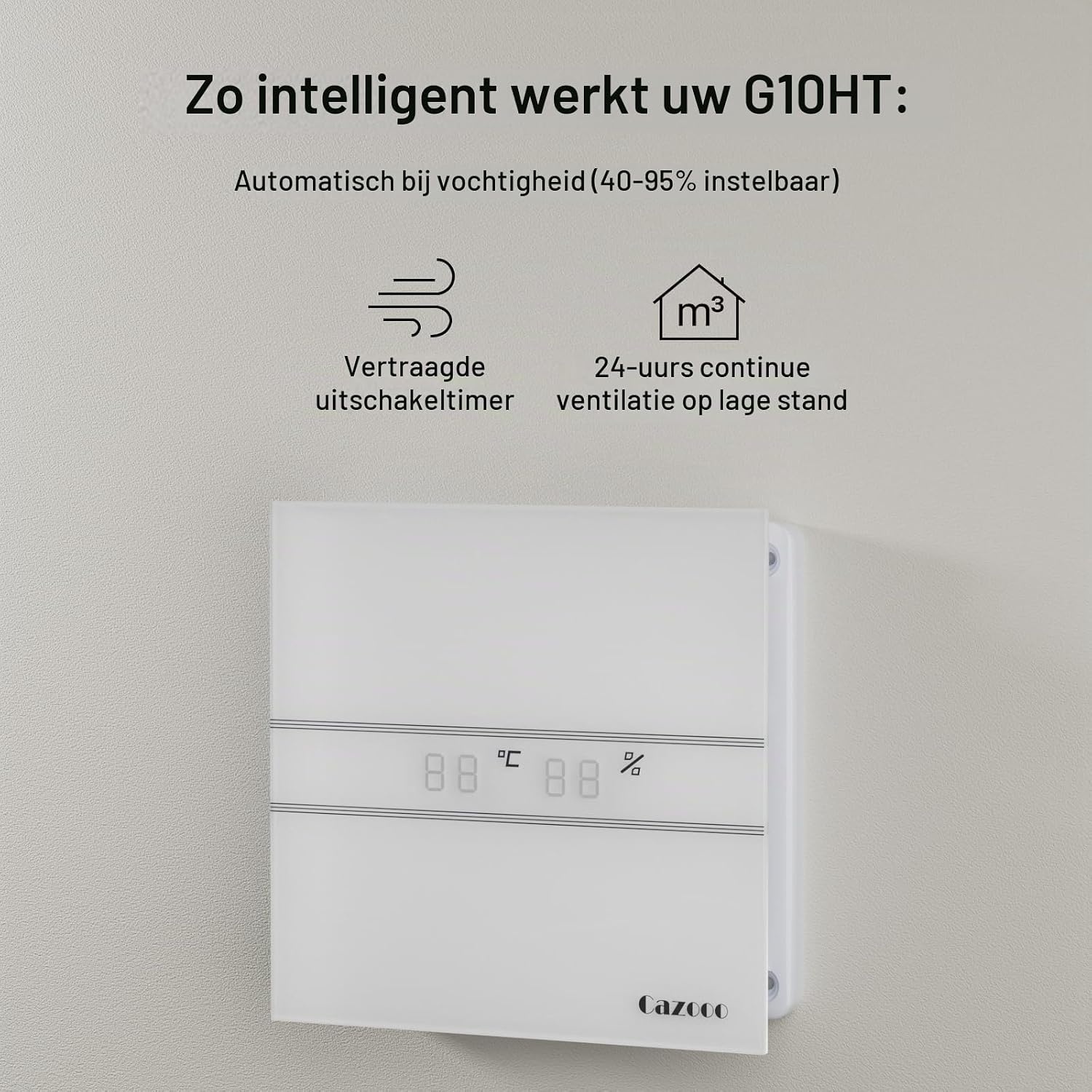 Badkamerventilator met vochtsensor 100 mm, automatische badkamerventilator met nalooptimer, stil 31 dB, 115 m³/h, voor montage aan de muur en raam, wit