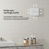 Badkamerventilator met vochtsensor 100 mm, automatische badkamerventilator met nalooptimer, stil 31 dB, 115 m³/h, voor montage aan de muur en raam, wit