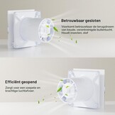 Badkamerventilator met vochtsensor 100 mm, automatische badkamerventilator met nalooptimer, stil 31 dB, 115 m³/h, voor montage aan de muur en raam, wit