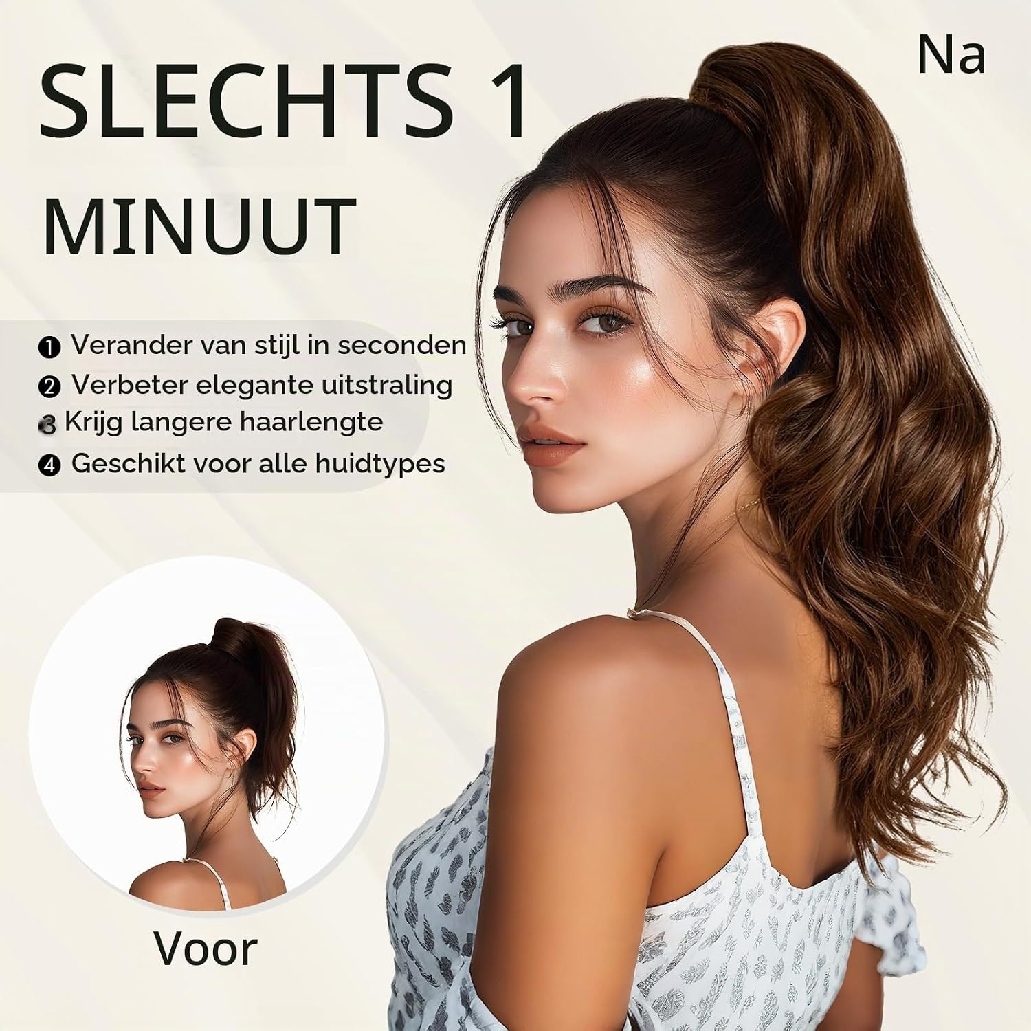 Sofeiyan Lange Golvende Paardenstaart met Clip, Dual-Use Ontwerp Paardenstaartverlenging, 41 cm Synthetische Claw Clip in Haarverlenging Vlecht voor Vrouwen, Donkerbruin