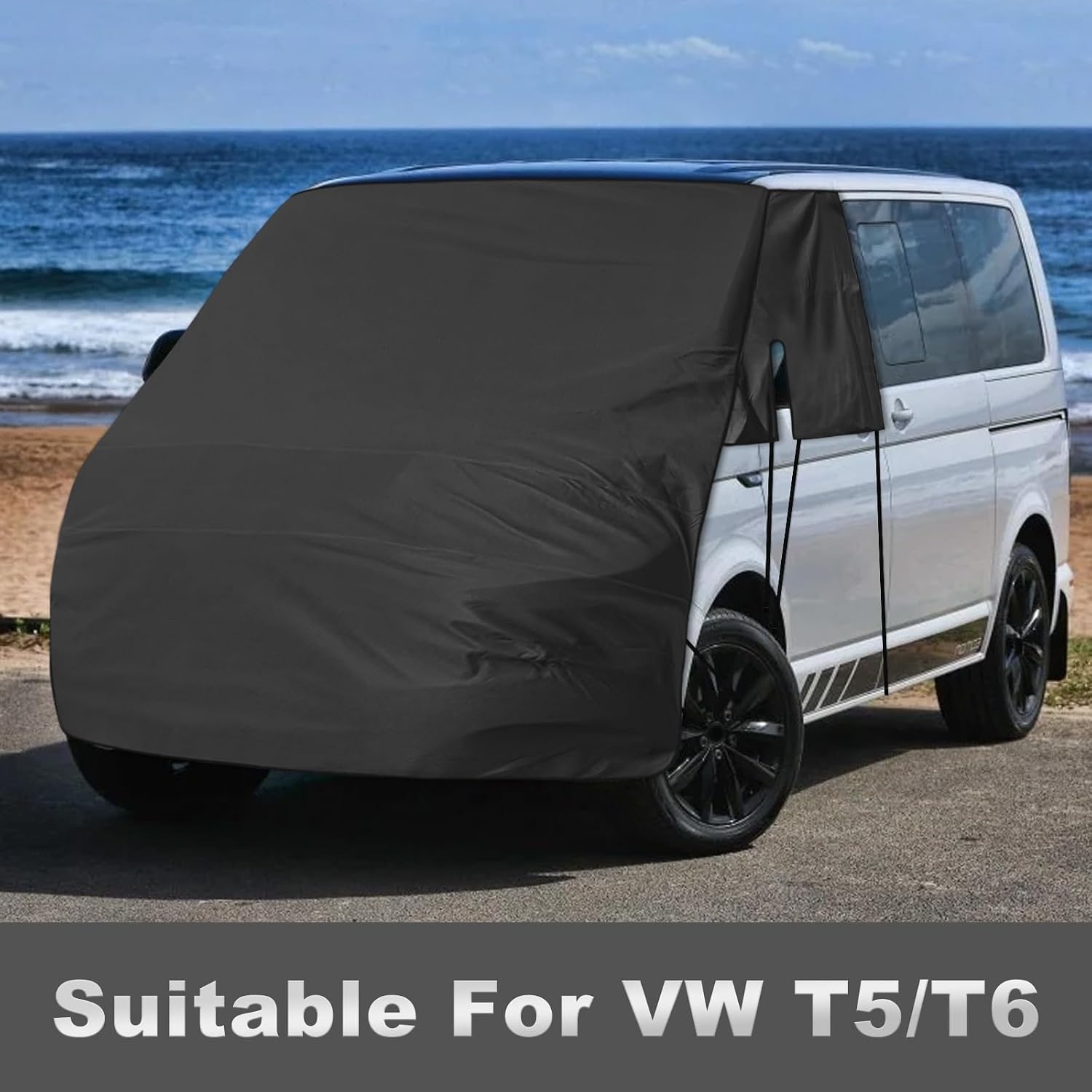 Voorruitwikkelafdekking, vervanging voor VW T5/T6, luxe zonwering afdekking voor verstopping voorruit, 420D (zwart)