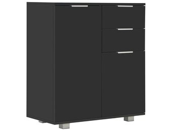 vidaXL Dressoir 71x35x80 cm spaanplaat hoogglans zwart