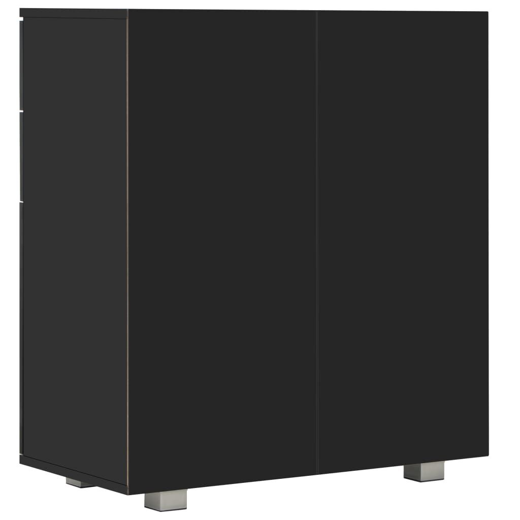 vidaXL Dressoir 71x35x80 cm spaanplaat hoogglans zwart