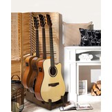 STRICH Houten gitaarstandaard voor meerdere gitaren, 3-houders, voordisplay, ruimtebesparend vloergitaarrek voor thuis, studio, podium, walnootkleur, L-3AW (voor 3 akoestisch)
