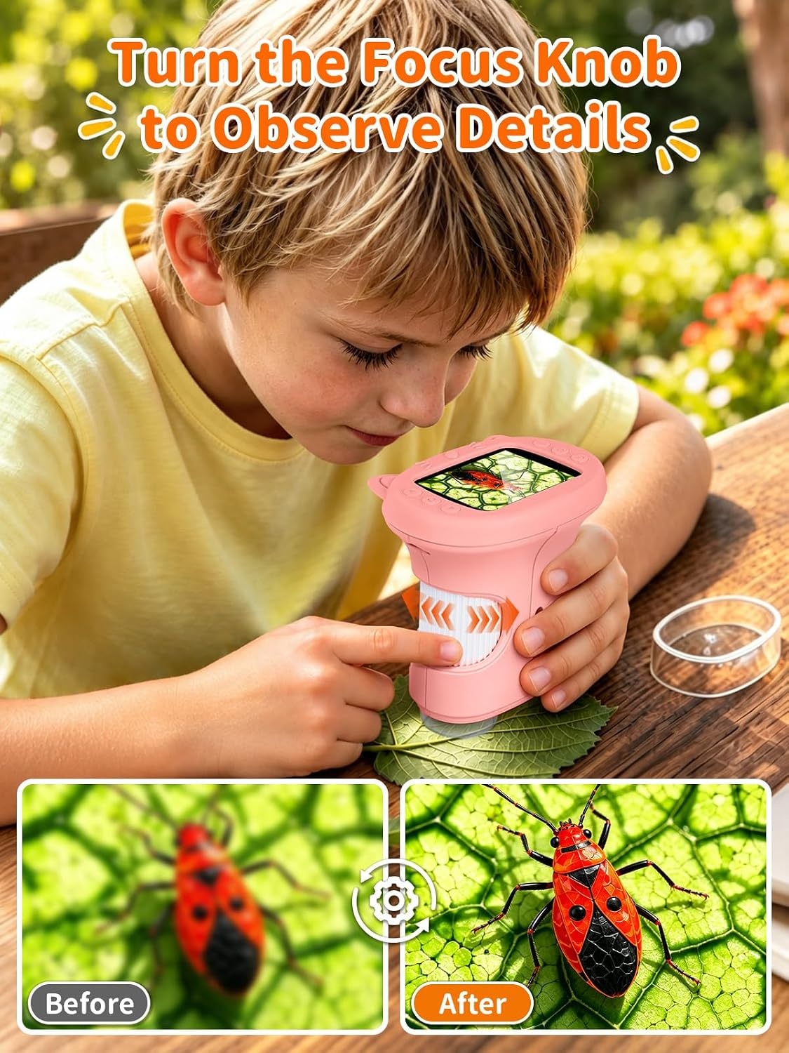 Digitale Microscoop voor Kinderen - 1000x Vergroting - 2.4 inch Scherm - Roze