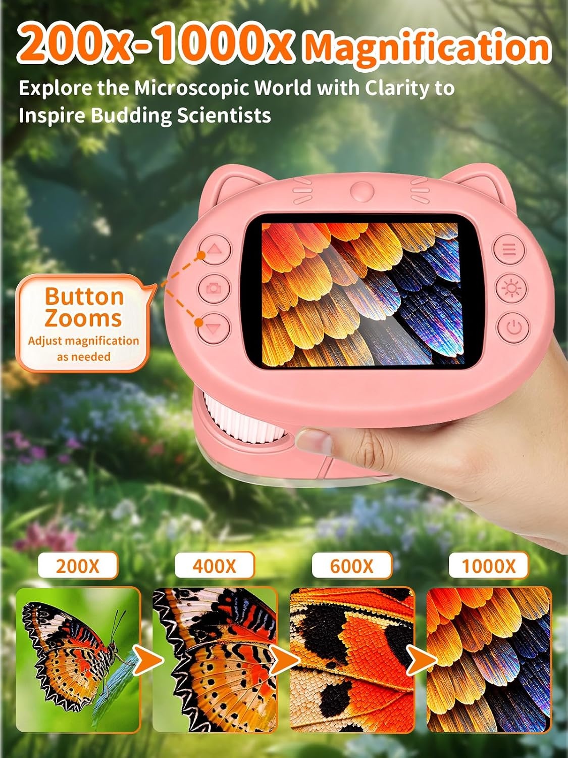 Digitale Microscoop voor Kinderen - 1000x Vergroting - 2.4 inch Scherm - Roze