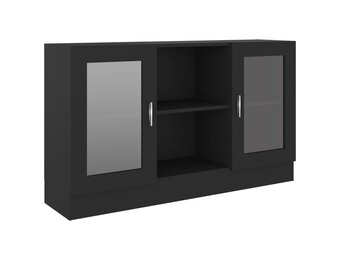 vidaXL Vitrinekast 120x30,5x70 cm bewerkt hout zwart