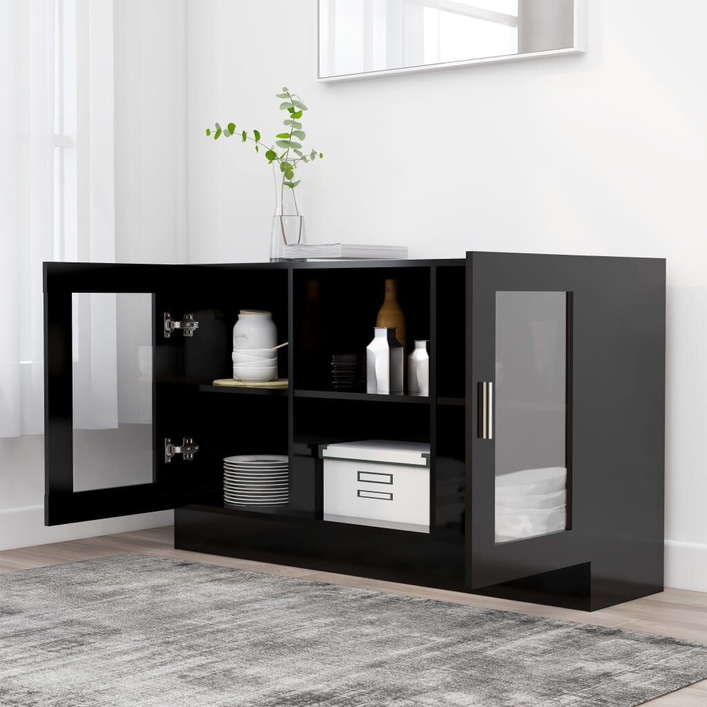 vidaXL Vitrinekast 120x30,5x70 cm bewerkt hout zwart