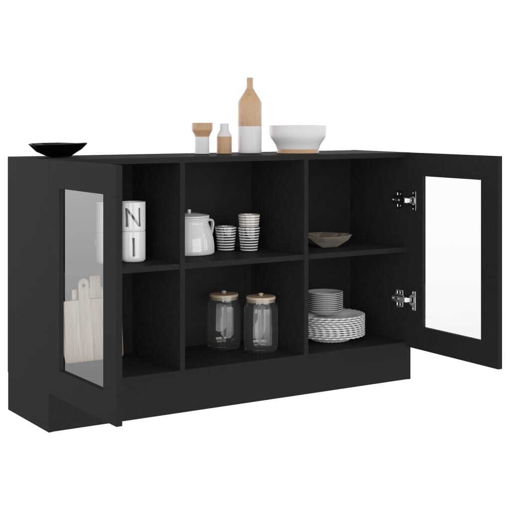 vidaXL Vitrinekast 120x30,5x70 cm bewerkt hout zwart