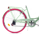 Meisjesfiets 26 inch 7 Shimano versnellingen 17 inch stalen frame mintgroen roze